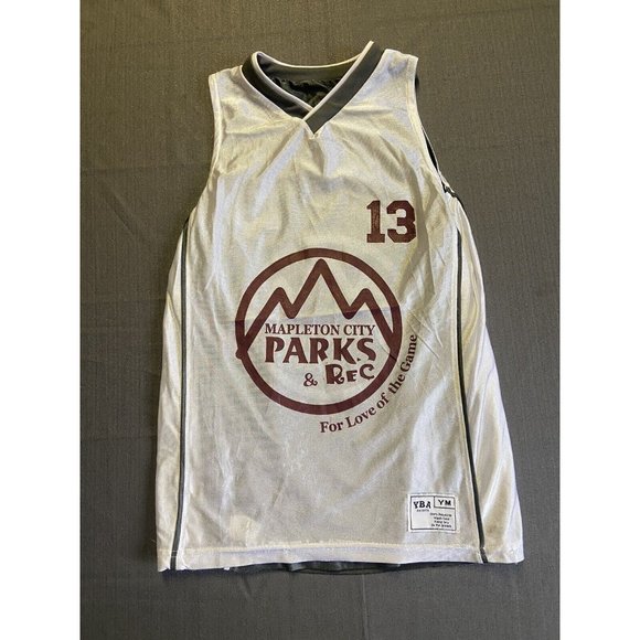 Mapleton City Parks & Recs White Graphic Youth Medium Jersey YBA Shirts - Picture 1 of 6